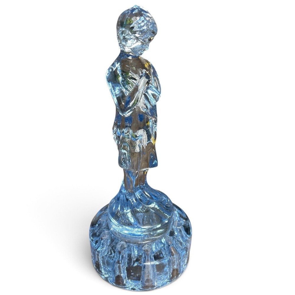 Vintage Blue Glass Draped Lady–Style Flower Frog, Blue, 8.5"